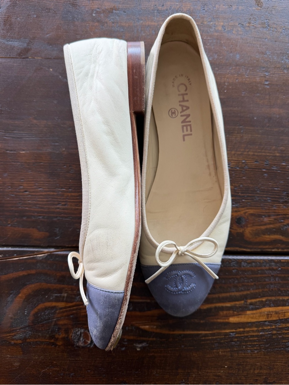 Chanel Interlocking CC Logo Lambskin Ballet Flats Size IT 39.5 - Picture 10 of 16